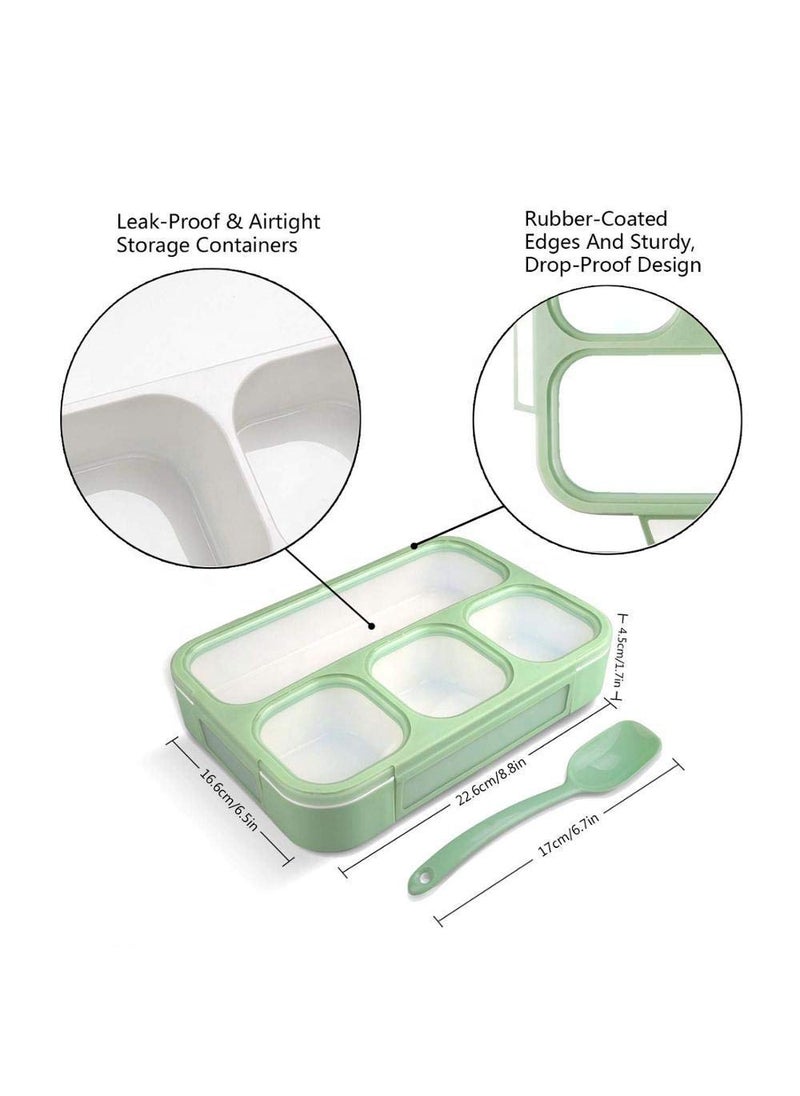 Urdhvamurti Urdhvamurti Plastic Leak Proof 4 Compartment Lunch Box Reusable Microwave Freezer Safe Food Containers with Spoon for Adults and Kids Multicolour  - Image 4