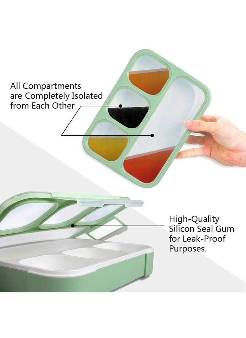 Urdhvamurti Urdhvamurti Plastic Leak Proof 4 Compartment Lunch Box Reusable Microwave Freezer Safe Food Containers with Spoon for Adults and Kids Multicolour  - Image 3