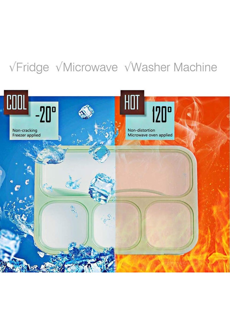 Urdhvamurti Urdhvamurti Plastic Leak Proof 4 Compartment Lunch Box Reusable Microwave Freezer Safe Food Containers with Spoon for Adults and Kids Multicolour  - Image 5