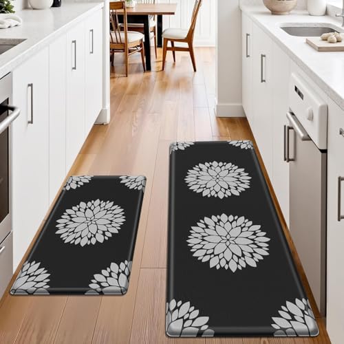 DailyCuddles Kitchen Mats for Floor[2PCS], Soft Anti Fatigue Kitchen Rugs for Home, Water Resistant Cushioned Standing Desk Mats, Non-Slip Comfort Mat for Floor, Kitchen, Office, Sink, Laundry,Black - Image 3