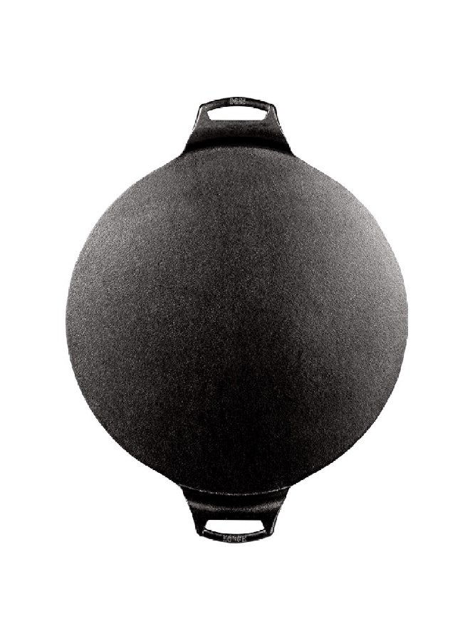 صينية بيتزا من حديد زهر صلب مطلي بالزيت مع مقبض مزدوج وتصميم بدون حواف، أسود 15 انش BW15PP - Image 2