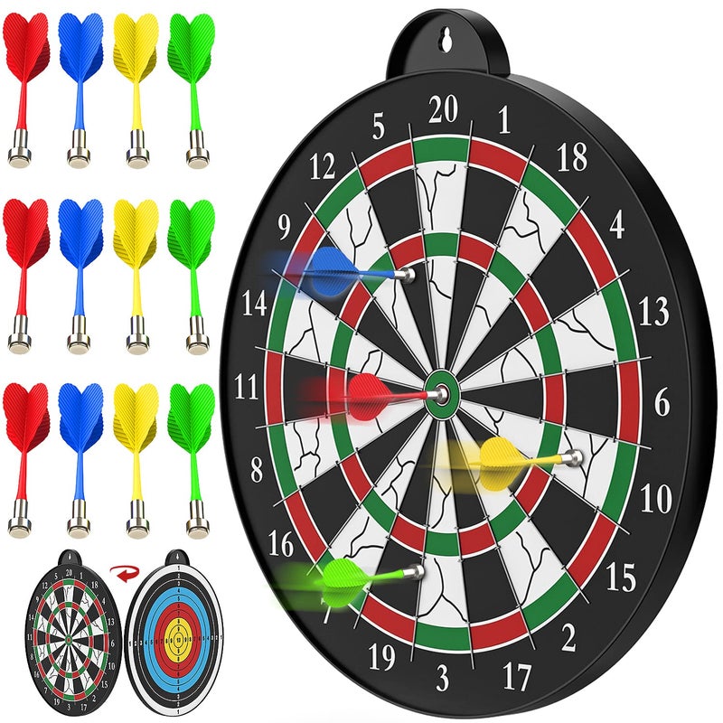 CUKU Dart Board - 12pcs Magnetic Darts - Excellent Indoor Game and Party Games - Gifts for 5 6 7 8 9 10 11 12 Year Old Boy Kids - Image 1
