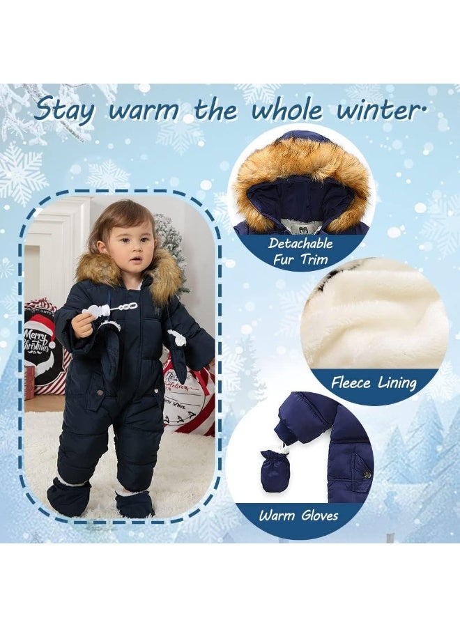 XIFAMNIY Baby Girls and Boys Snowsuit Winter suits Jumpsuit Outwear Hooded Footie Snow suits - Image 4