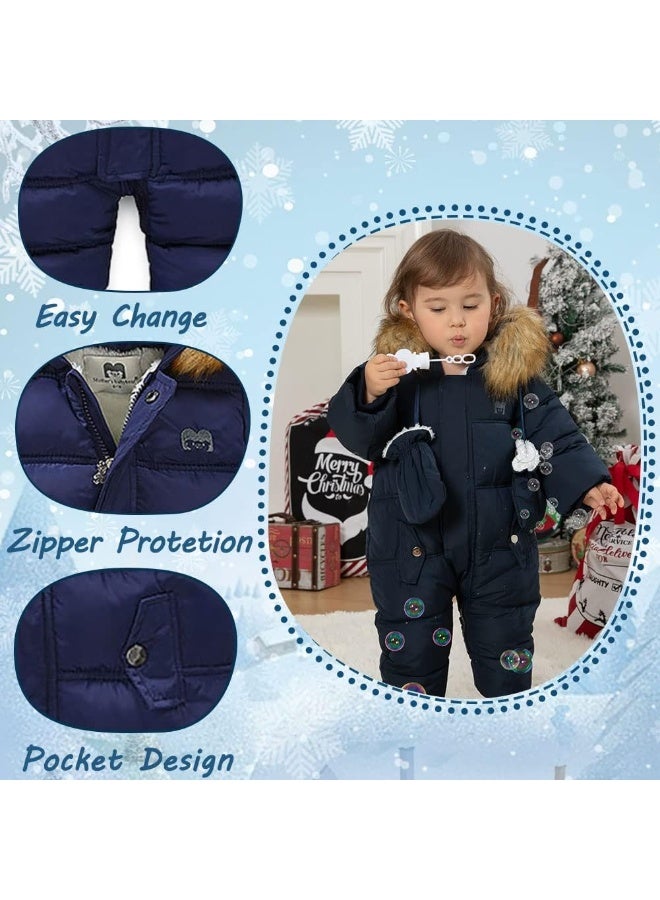 XIFAMNIY Baby Girls and Boys Snowsuit Winter suits Jumpsuit Outwear Hooded Footie Snow suits - Image 3