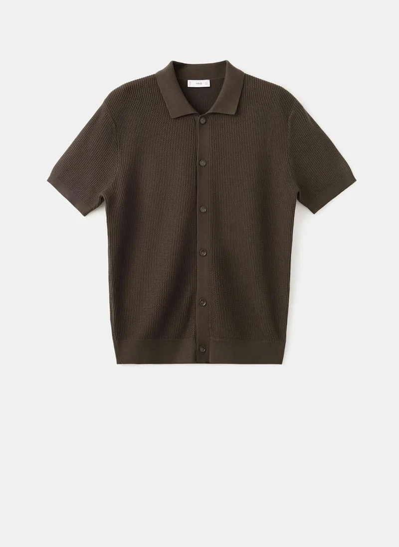 Mango Man  100% cotton structured knit polo with buttons for Men | Best Price UAE
