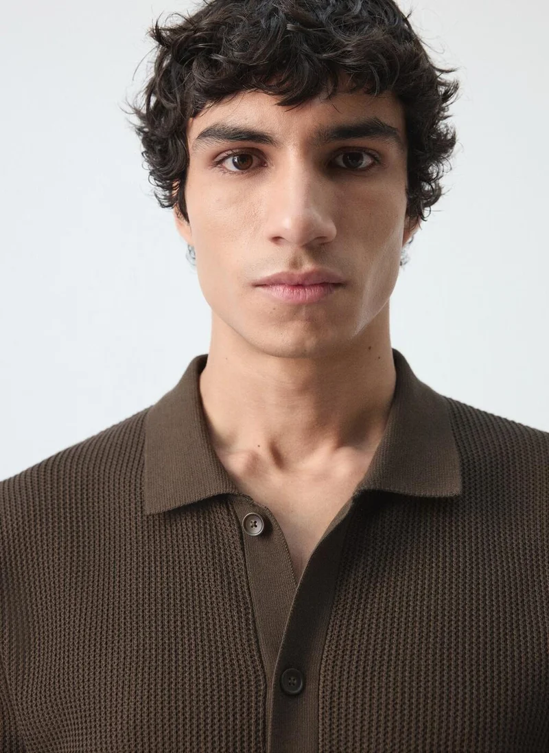 مانجو مان بولو محبوك منظم بقطن % بأزرار