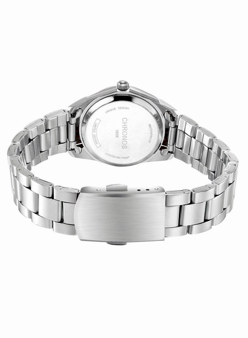CHRONOS Waterproof Stainless Steel Quartz Watch Round Analog Lady Steel Watch - Image 4