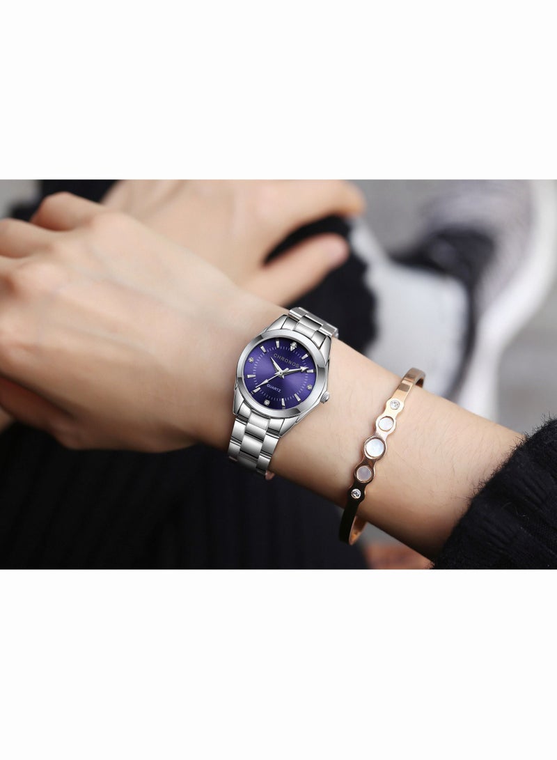 CHRONOS Waterproof Stainless Steel Quartz Watch Round Analog Lady Steel Watch - Image 3