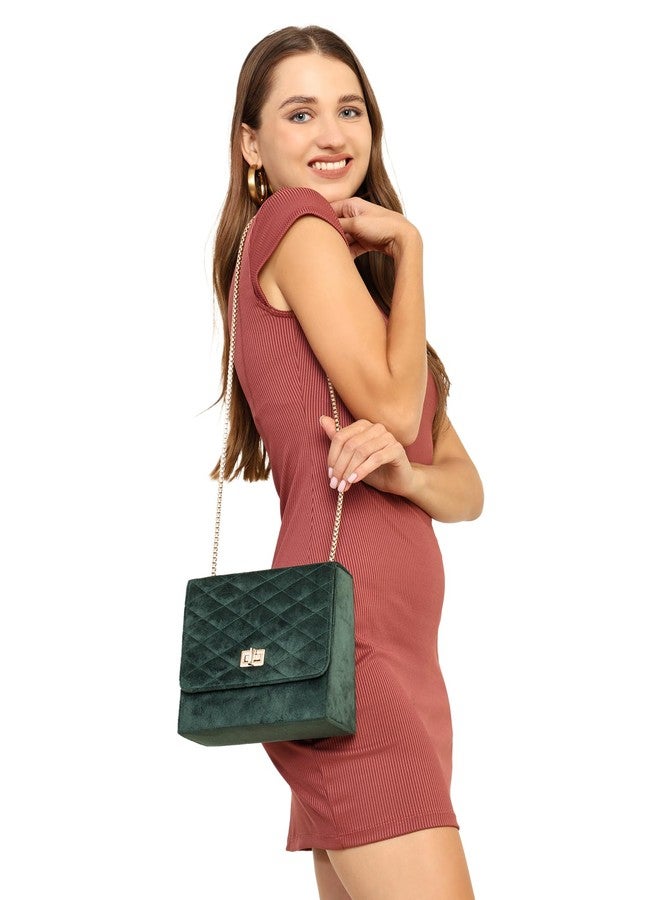 MARKQUES Green Quilted Sling Bag For Womens - Image 5
