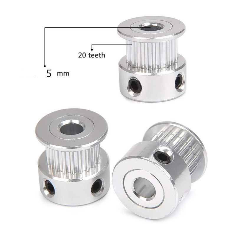 3Dman GT2 Pulley 20 Teeth 5mm bore for 6mm Width 20T Timing Belt Pulley Wheel Aluminum for 3D Printers - 10 PCS - Image 2