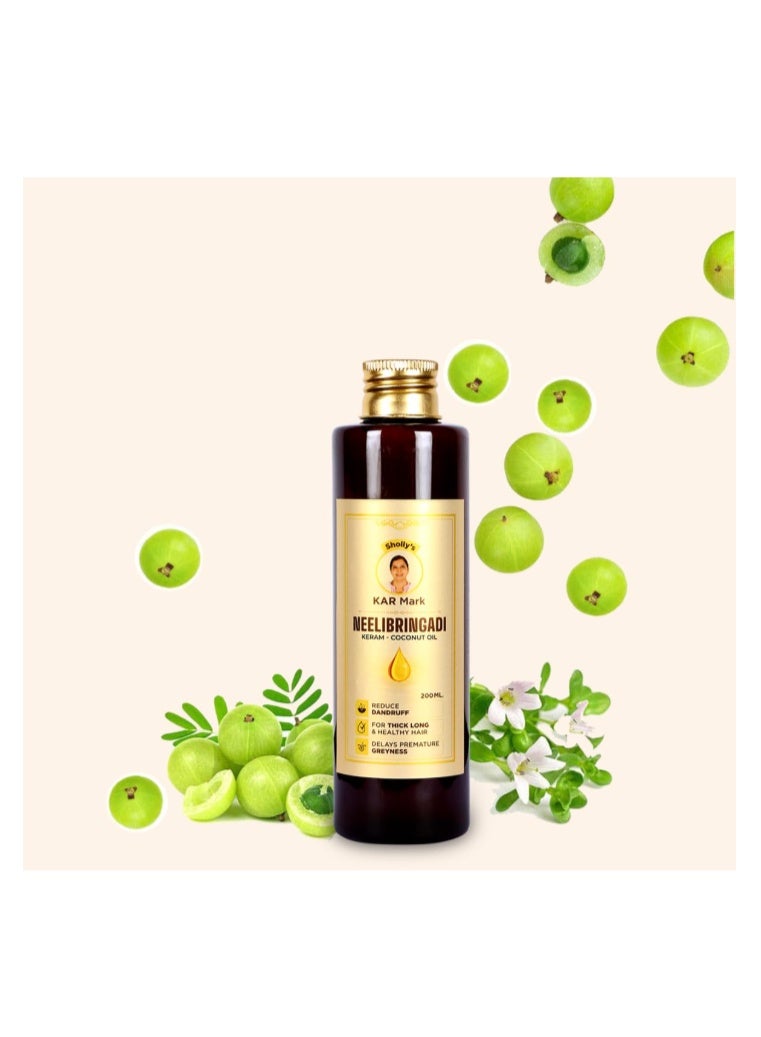 KAR MARK Neelibringadi Keram Coconut Oil 200 ml – Ayurvedic Hair Growth Formula with Neeli, Bhringaraj & Amla for Hair Fall Control, Dandruff Care & Premature Greying Prevention - Image 2