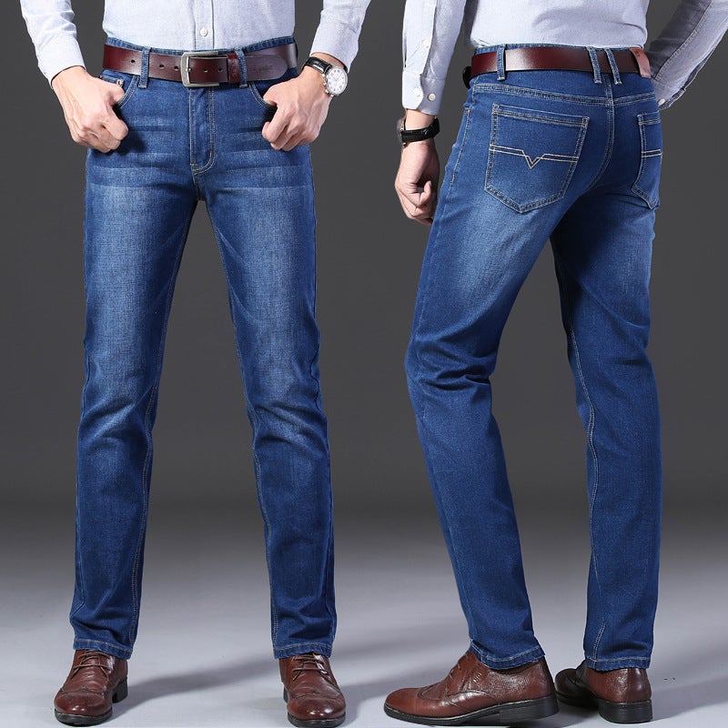 A generation of special explosions spring and summer straight mens waist elastic loose boys long pants youth popular 009-1#Blue