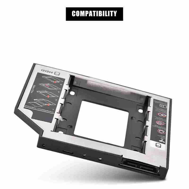 حامل الأقراص الصلبات الداخلية: 2.5 بوصة SATA III من الألومنيوم - حامل أقراص صلبة SSD و HDD بسرعة نقل عالية 6 جيجابت في الثانية لأجهزة محمولة سماكة 9.5 مم متوافق واسع النطاق وسهل التركيب - Image 4