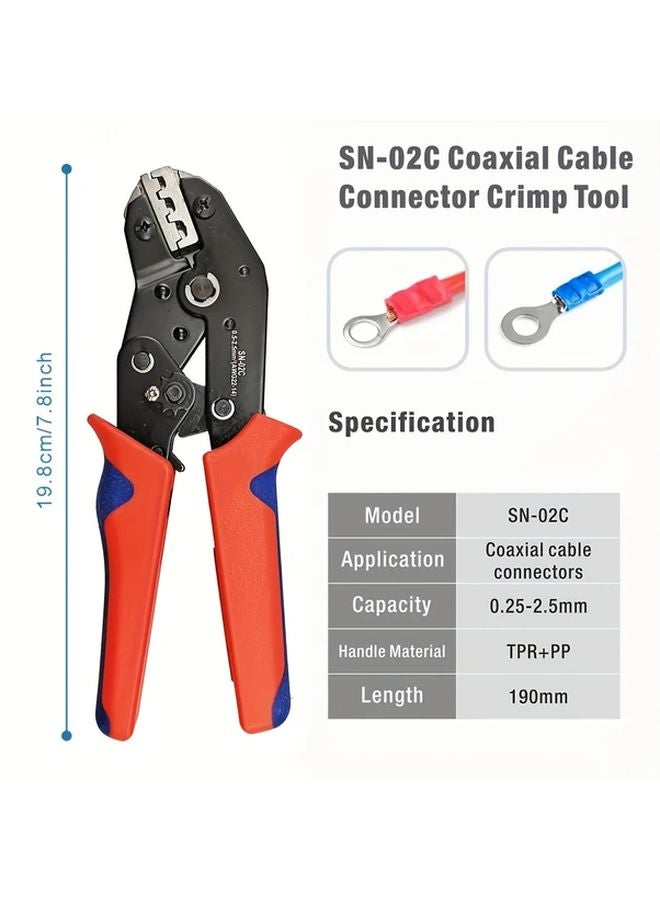 Terminal Crimping Pliers Set With 280pcs Insulated Butt Bullet Spade Fork Ring Connectors - Image 3