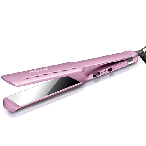 7MAGIC Nano Titanium Hair Straightener, 1.7" Wide Flat Iron for All Hair Types, Flat Iron Hair Straightener with 5 Temp, Hair Iron with Dual Voltage, Straightening Iron for Fast Straightening, Purple - Image 1