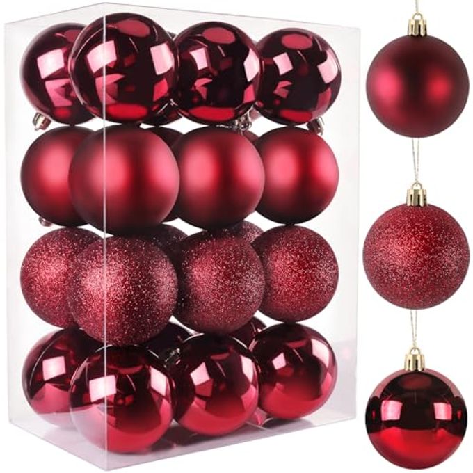 TranquilBliss Christmas Ball Ornaments 24pcs 2.5-Inch Tree Decorations Ideal for Xmas Tree, Holiday Party, Wreath & Tabletop Decor (Red) - Image 4