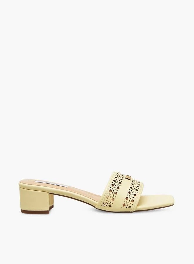 ELLE Women Buckle Accent Block Heel Sandals