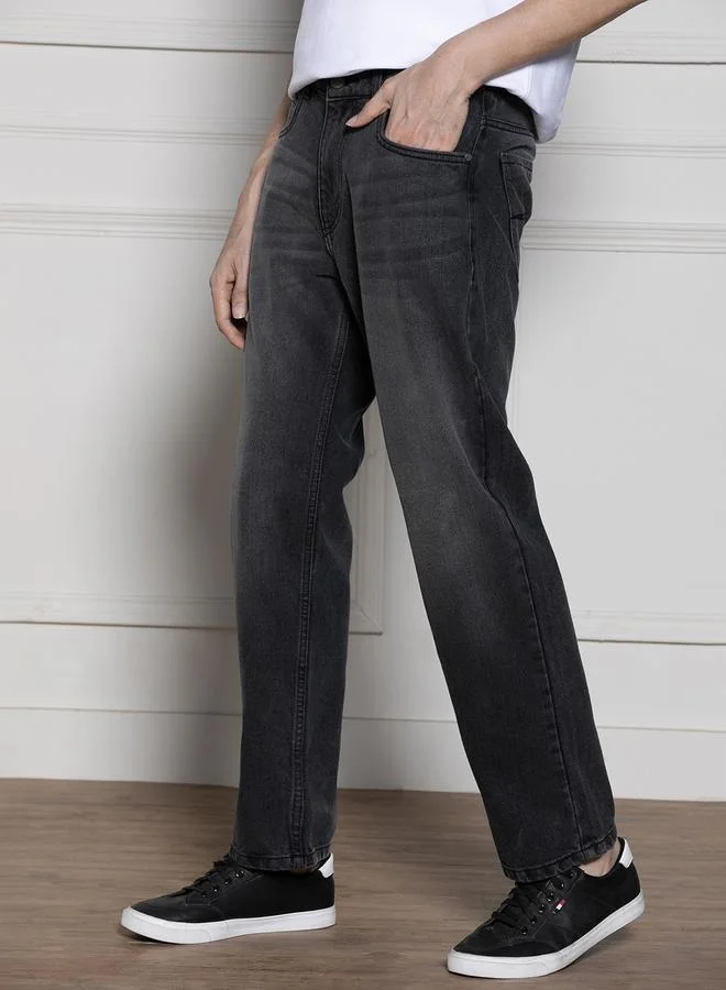 Dennis Lingo  Men'S Dark Grey 100% Cotton Denim Full Length Relaxed Jeans for Men | Best Price UAE