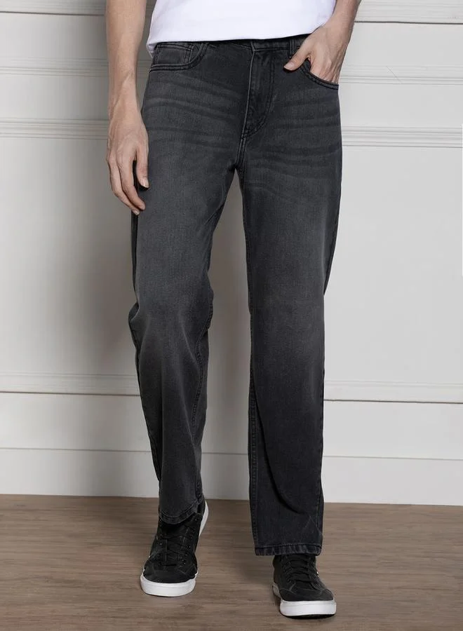 Dennis Lingo  Men'S Dark Grey 100% Cotton Denim Full Length Relaxed Jeans for Men | Best Price UAE
