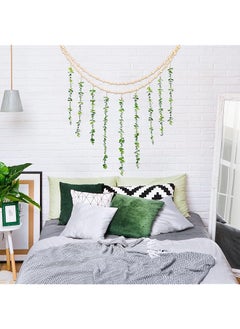 erorex Hanging Photo Display Holder Wall Decor With Wooden Cards Clips Style Picture Frame Wood Beads Garland Artificial Eucalyptus Plant Home Decoration For Farmhouse Greenery Cubicle Bedroom  - Image 3