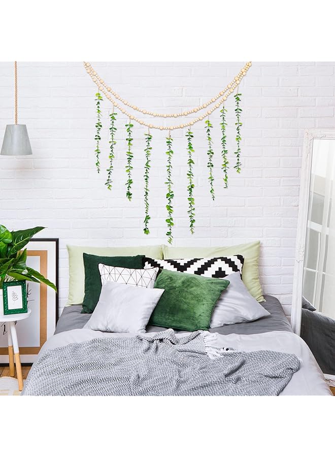 erorex Hanging Photo Display Holder Wall Decor With Wooden Cards Clips Style Picture Frame Wood Beads Garland Artificial Eucalyptus Plant Home Decoration For Farmhouse Greenery Cubicle Bedroom - Image 3