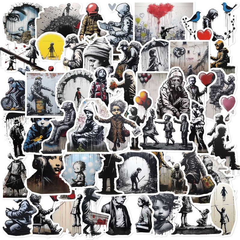 PIGBIT 50Pcs Abstract Street Art Stickers - Waterproof Vinyl Funny Graffiti Decals for Scrapbooks,Laptop,Water Bottle,Luggage,Bumper - Image 1