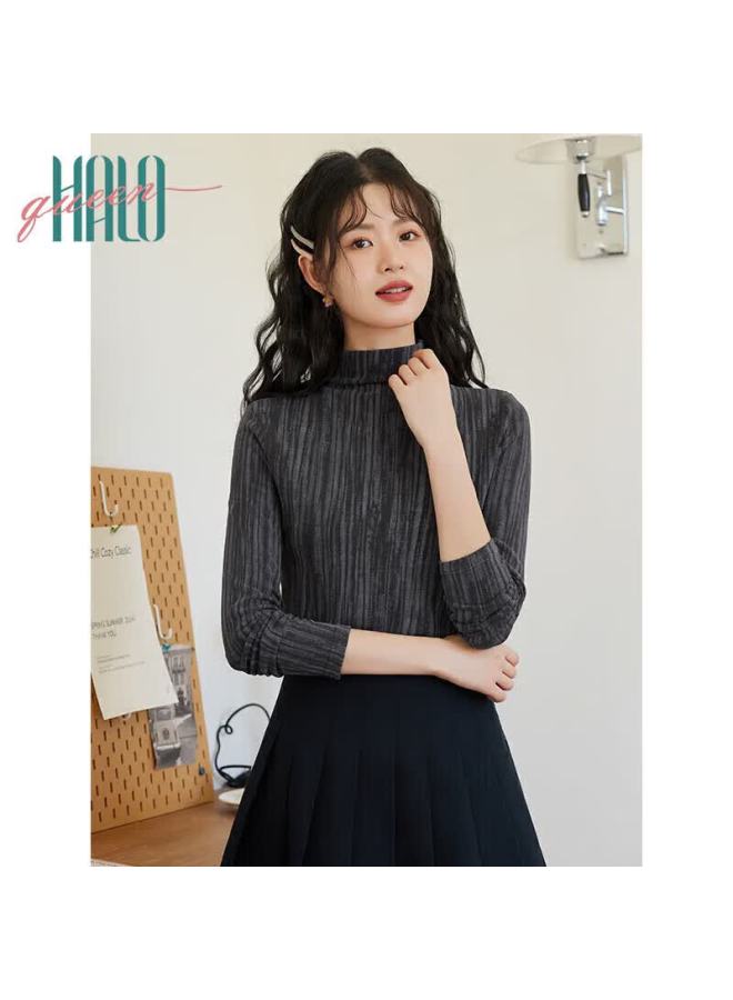 HALOQUEEN Halo Queen Fleece-lined Tie-dye Half Turtleneck Knit Pullover Top For Women H144s3003 - Image 1