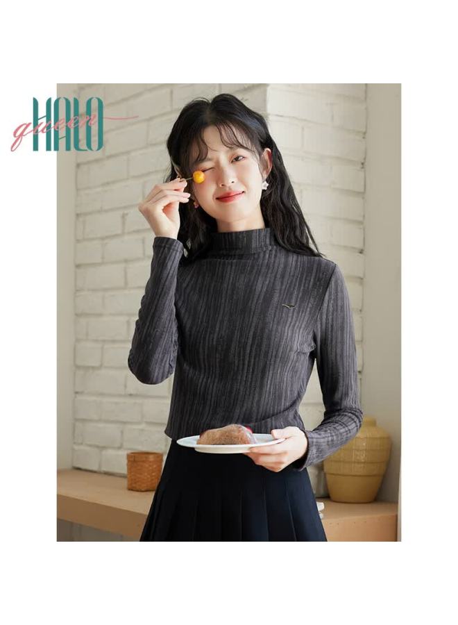 HALOQUEEN Halo Queen Fleece-lined Tie-dye Half Turtleneck Knit Pullover Top For Women H144s3003 - Image 3