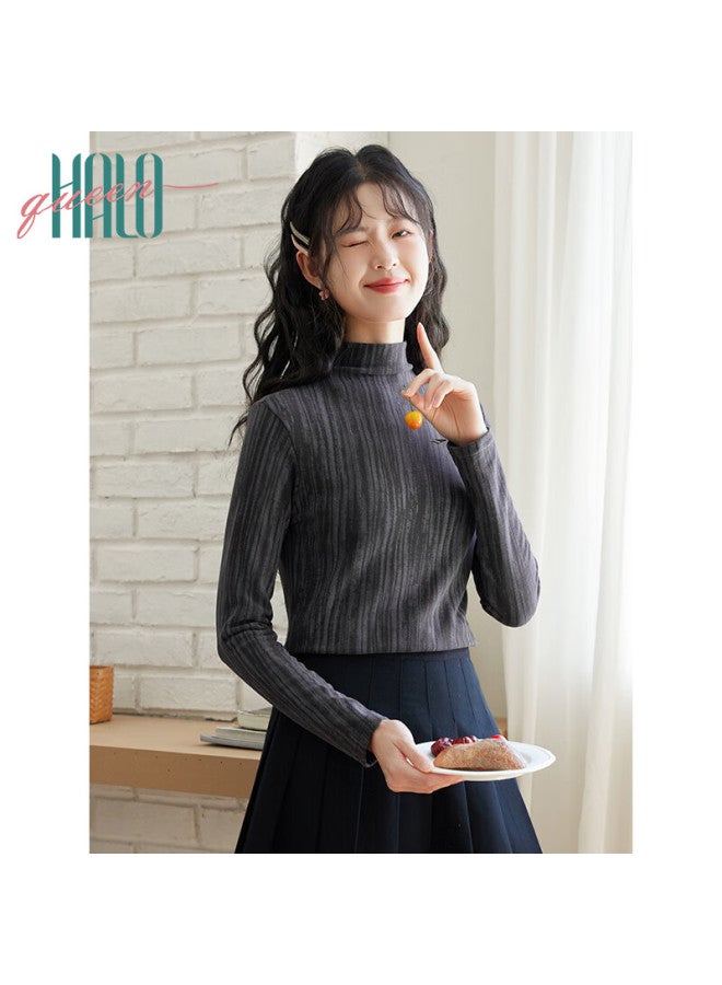 HALOQUEEN Halo Queen Fleece-lined Tie-dye Half Turtleneck Knit Pullover Top For Women H144s3003 - Image 2