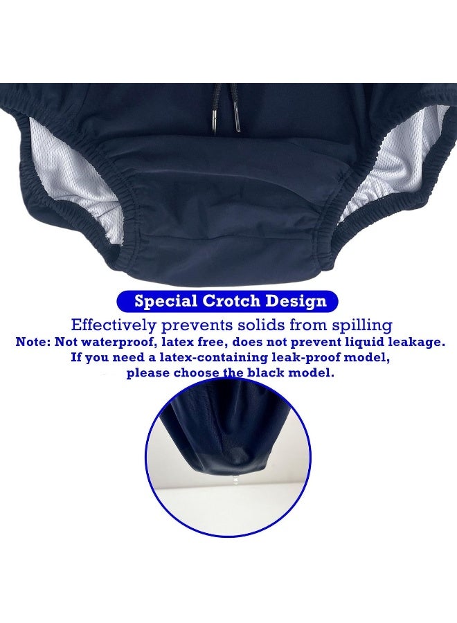 AQX AQX Reusable Adult Swim Diapers Special Needs, Washable Cloth Diapers Leakproof, Swimmers Nappy Trunks Pull Ups for Incontinence Protection Unisex (2XL, Blue)  - Image 3