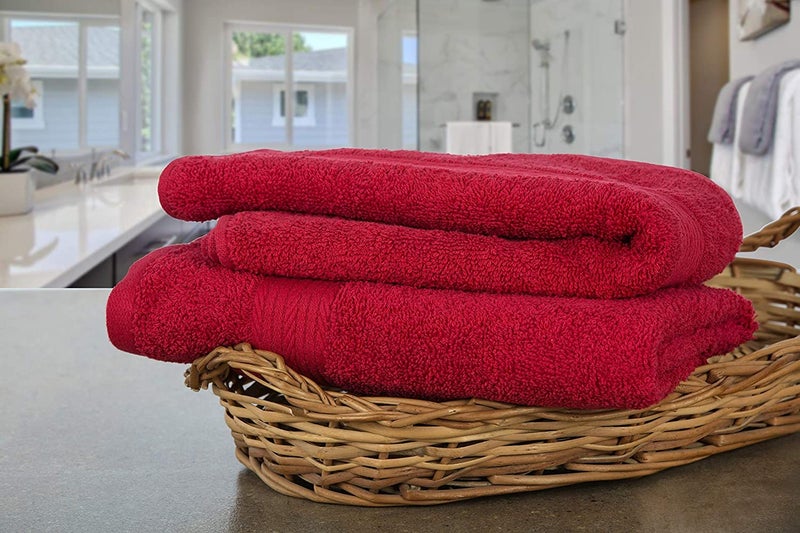 Vocal Store Ultra Soft, Super Absorbent, 100% Cotton 2 Piece Bath Towel Set, 600 GSM, 30 inch x 60 inch (Red, Set of 2) TW-V02-RED-2 - Image 3