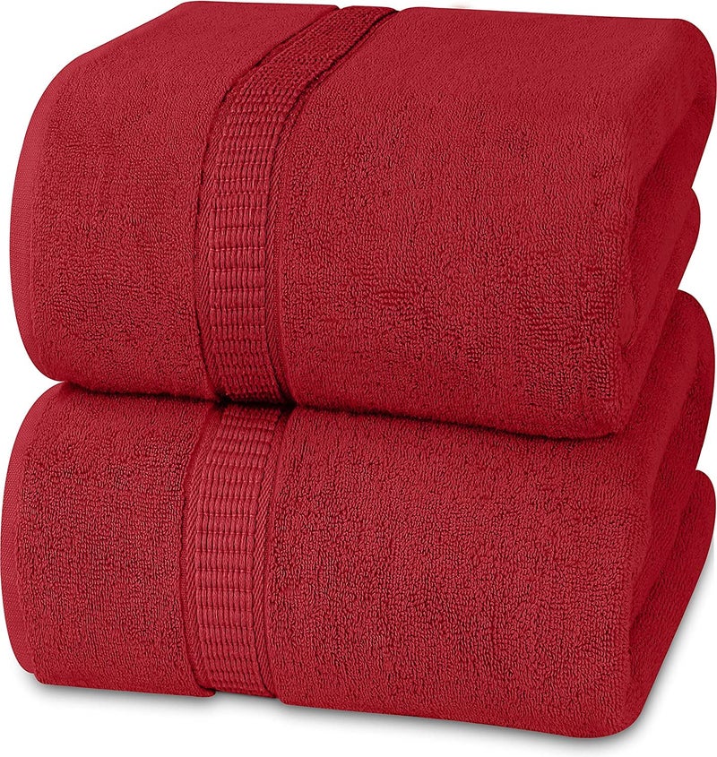 Vocal Store Ultra Soft, Super Absorbent, 100% Cotton 2 Piece Bath Towel Set, 600 GSM, 30 inch x 60 inch (Red, Set of 2) TW-V02-RED-2 - Image 1
