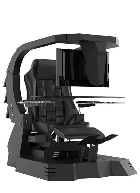 Zero Gravity Reclining Gaming Workstation Game Chair Ergonomic Gaming Chair With Heat And Massage With 3 Monitors Computer