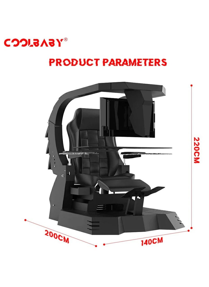 Cool Baby - Zero Gravity Reclining Gaming Workstation Game Chair Ergonomic Gaming Chair With Heat And Massage With 3 Monitors Computer - Image 1