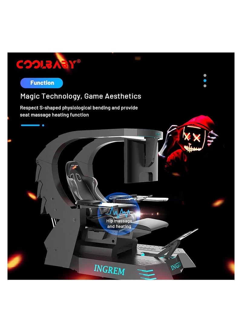 Cool Baby - Zero Gravity Reclining Gaming Workstation Game Chair Ergonomic Gaming Chair With Heat And Massage With 3 Monitors Computer - Image 1
