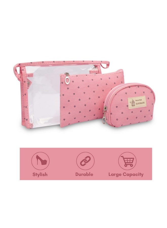NFI essentials NFI essentials 3 Pcs. Cosmetic Pouch Makeup Pouch Vanity Bag Travel Organizer Toiletry Pouch for Women Zippered Pouch Set, Large, Medium, Small Makeup Bag  - Image 3