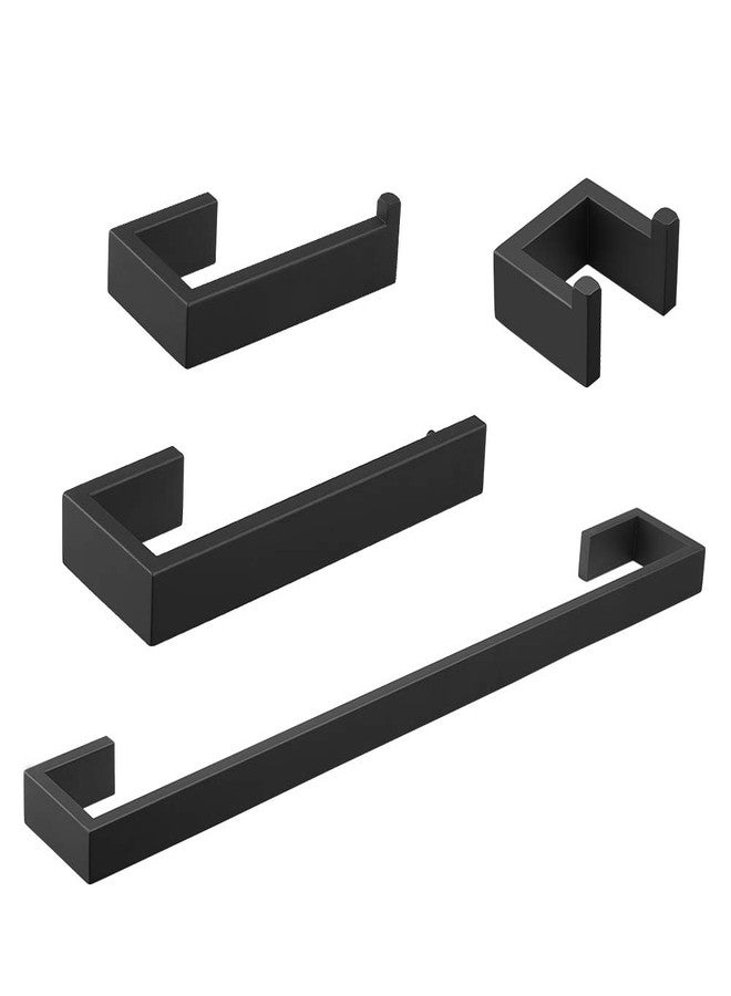 BESy 4 Piece Bathroom Accessories Set (24'' Towel Bar, Hand Towel Holder Towel Rack, Toilet Paper Holder, Double Towel Hooks), Wall Mounted Bath Hardware Fixtures Set, Stainless Steel/Matte Black - Image 1