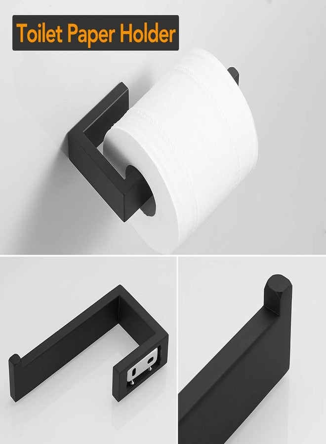 BESy 4 Piece Bathroom Accessories Set (24'' Towel Bar, Hand Towel Holder Towel Rack, Toilet Paper Holder, Double Towel Hooks), Wall Mounted Bath Hardware Fixtures Set, Stainless Steel/Matte Black - Image 4