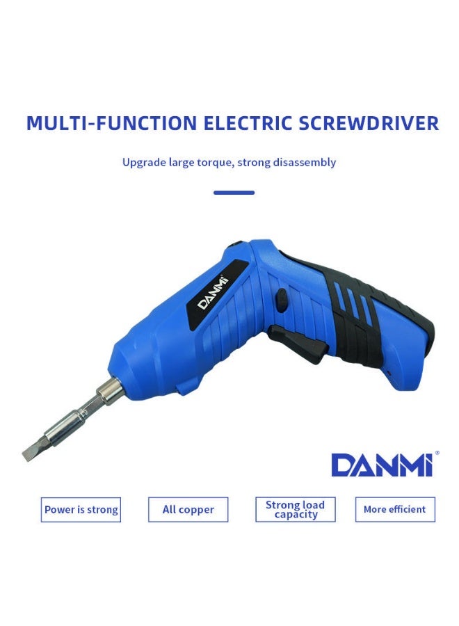 DANMI Lithium Cordless Screwdriver Set with Bits - Industrial Grade (Art: 401812) - Blue/Black - Image 2