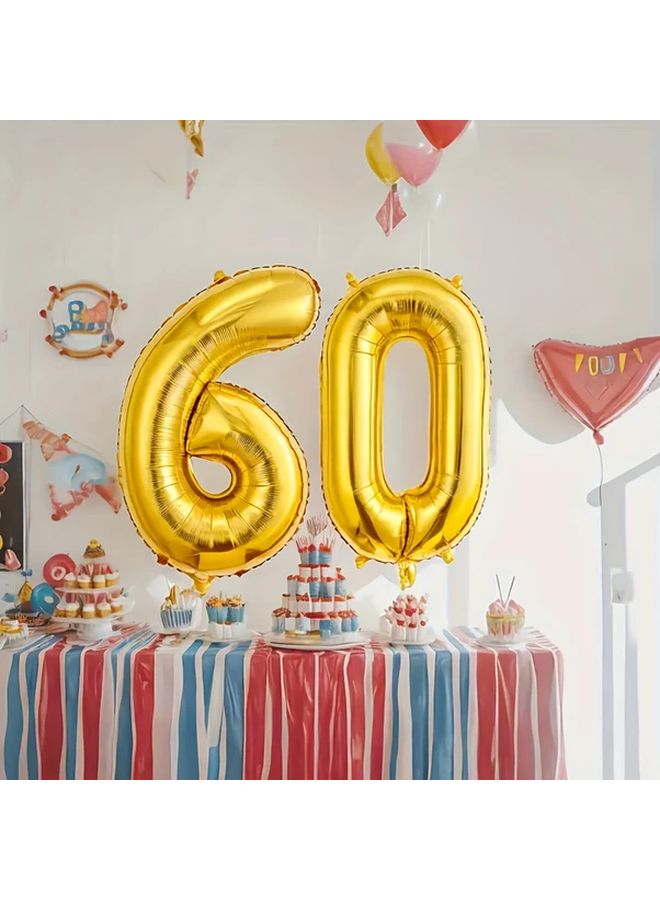 Giant 30 40 50 60 Golden Foil Number Balloon Set 2 Pcs 32 Inch Aluminum Film Balloon - Image 2