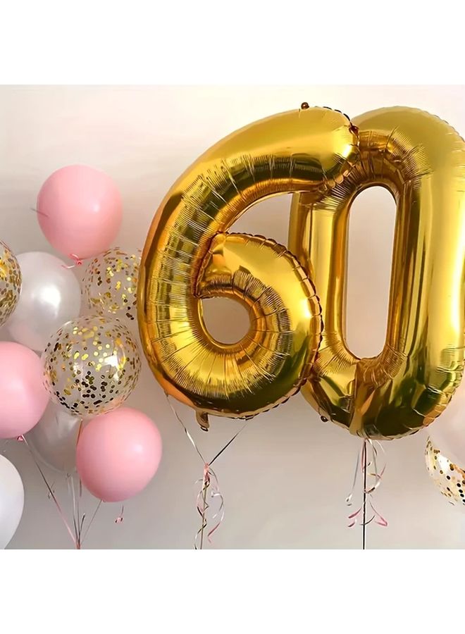 Giant 30 40 50 60 Golden Foil Number Balloon Set 2 Pcs 32 Inch Aluminum Film Balloon - Image 1