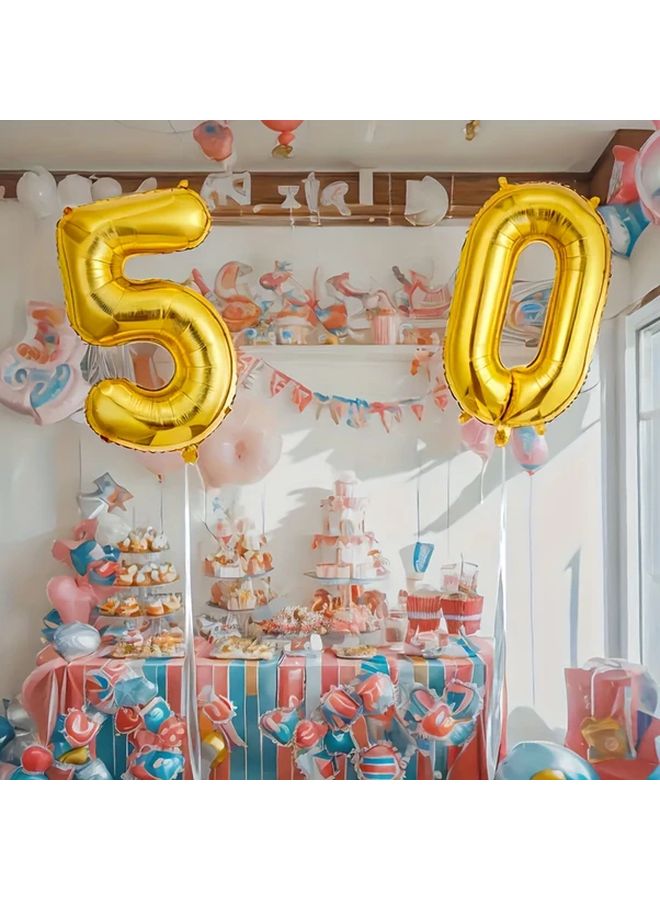 Giant 30 40 50 60 Golden Foil Number Balloon Set 2 Pcs 32 Inch Aluminum Film Balloon - Image 4