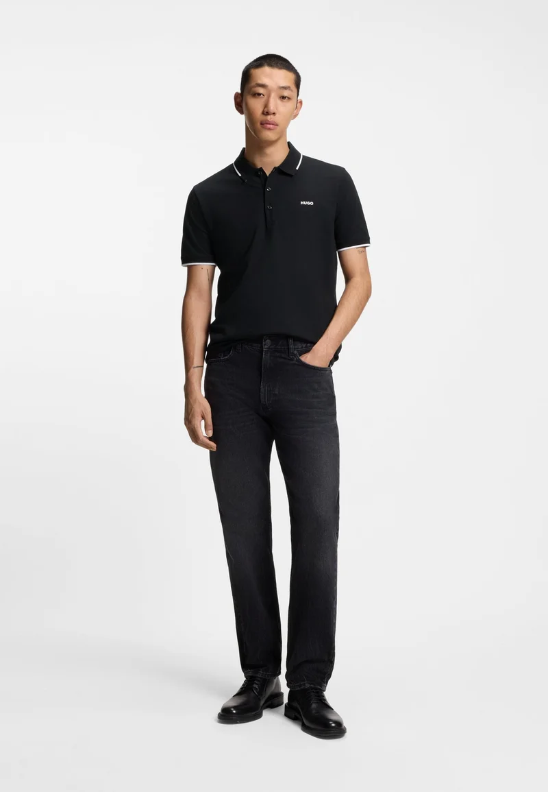 HUGO Black Stretch-cotton slim-fit polo shirt with contrast trims for Men | Best Price UAE