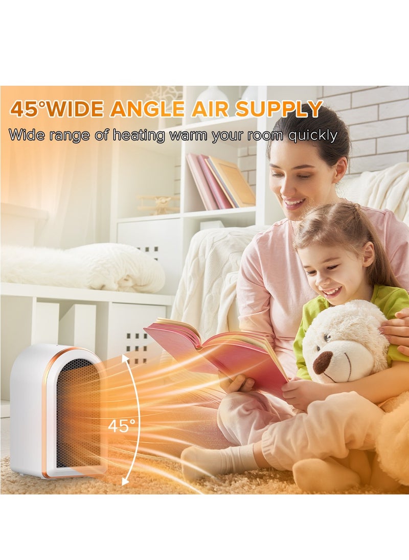 Portable Indoor Electric Space Heaters with Thermostat, 1200W/800W Safe and Quiet, Office Room Desk (White)