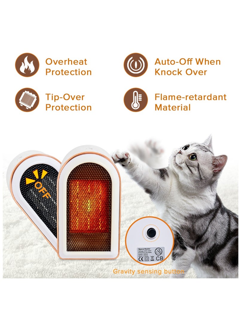 Portable Indoor Electric Space Heaters with Thermostat, 1200W/800W Safe and Quiet, Office Room Desk (White)