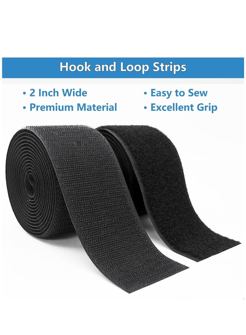 Hook and Loop Strips, 2 Inch Wide, Easy to Sew, Excellent Grip,Adhesive, Interlocking Tape, Tape for Clothing Sewing Crafts DIY Projects, Each Roll 2'' x 6', Black - Image 3