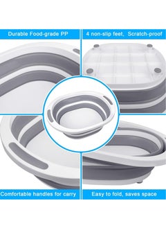 SYOSI Collapsible Wash Basin, Dish Tub Sink Basin Folding Dish Pans for Kitchen Sink, 7.5L 2-in-1 Dishpan Cutting Board, Portable Sink Dish Basin for Camping Washing Bin  - Image 2