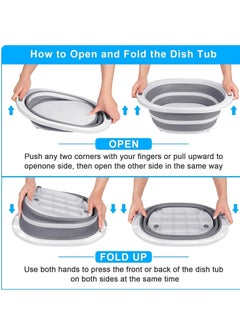 SYOSI Collapsible Wash Basin, Dish Tub Sink Basin Folding Dish Pans for Kitchen Sink, 7.5L 2-in-1 Dishpan Cutting Board, Portable Sink Dish Basin for Camping Washing Bin  - Image 4