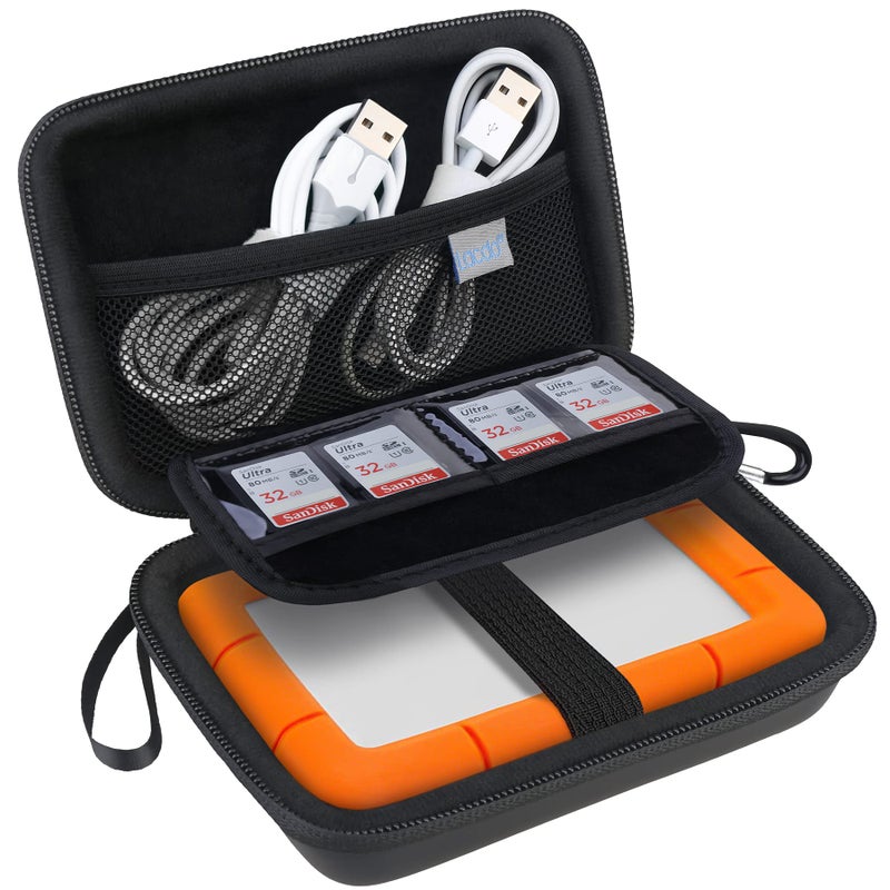 Lacdo حقيبة حمل القرص الصلب من لاكدو لقرص لا سى القوي ميني / لا سى القوي ثندربولت USB 3.0 2.0 USB-C خارجي محمول HDD 1TB 2TB 4TB 5TB EVA مضاد للصدمات حافظة تخزين واقية حقيبة سفر، سوداء - Image 1