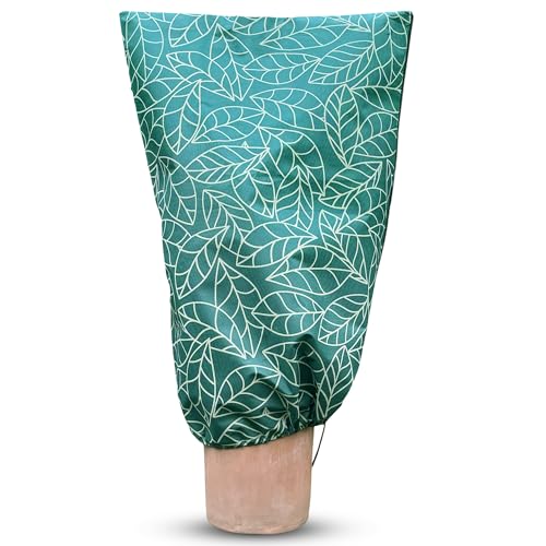 UB-STORE Plant Covers Freeze Protection 32"x47" in 2 Pack | Green Winter Frost Blankets for Outdoor Plants | Reusable Garden Cover Bags with Zipper Drawstring | Cold Weather Shrub Protection Cloth - Image 1